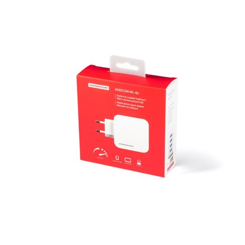 MODECOM 4U ZASILACZ DO URZĄDZEŃ MOBILNYCH 40W Z CZTEREMA PORTAMI USB (5V; 2,4A) MODECOM