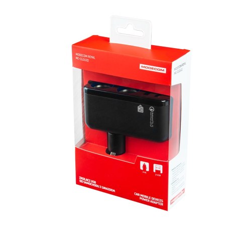 MODECOM CG2U2Q ROYAL ZASILACZ USB DO SAMOCHODU Z GNIAZDEM MODECOM
