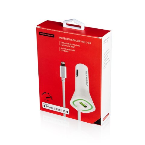 MODECOM KULL ROYAL ZASILACZ USB DO SAMOCHODU Z KABLEM LIGHTNING MODECOM