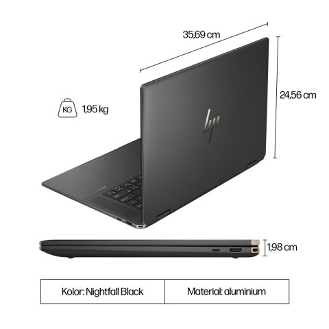 Hewlett-Packard HP Spectre x360 16-aa0233nw Ultra 7 155H 16" 2.8K Touch OLED 120Hz AG 16GB DDR5 6400 SSD1TB RTX 4050_6GB Cam 9MP 83Wh W11Pro 2Y