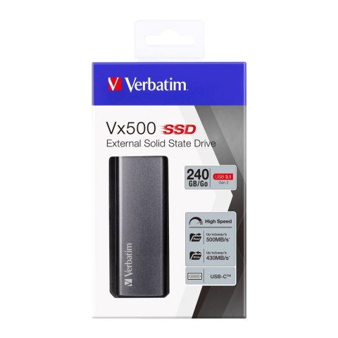 Verbatim VERBATIM DYSK ZEWNĘTRZNY SSD VX500 240GB USB-C 3.1 47442