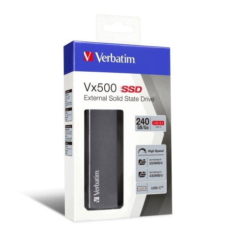 Verbatim VERBATIM DYSK ZEWNĘTRZNY SSD VX500 240GB USB-C 3.1 47442