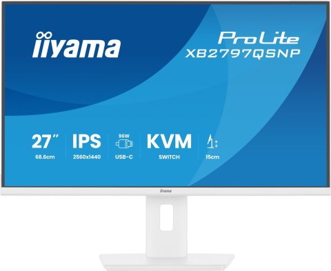 IIYAMA Iiyama ProLite XB2797QSNP-W1 monitor komputerowy 68,6 cm (27") 2560 x 1440 px Quad HD LCD Biały