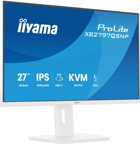 IIYAMA Iiyama ProLite XB2797QSNP-W1 monitor komputerowy 68,6 cm (27") 2560 x 1440 px Quad HD LCD Biały