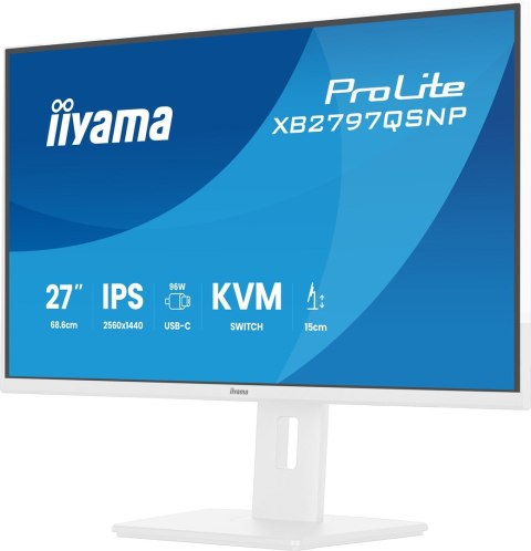 IIYAMA Iiyama ProLite XB2797QSNP-W1 monitor komputerowy 68,6 cm (27") 2560 x 1440 px Quad HD LCD Biały