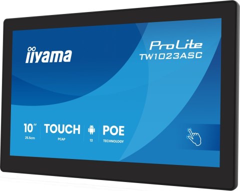 IIYAMA Iiyama TW1023ASC-B3P signage display Kiosk 25,6 cm (10.1") Wi-Fi 385 cd/m2 WXGA Czarny Ekran dotykowy Procesor wbudowany Android