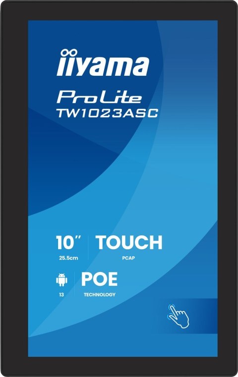 IIYAMA Iiyama TW1023ASC-B3P signage display Kiosk 25,6 cm (10.1") Wi-Fi 385 cd/m2 WXGA Czarny Ekran dotykowy Procesor wbudowany Android