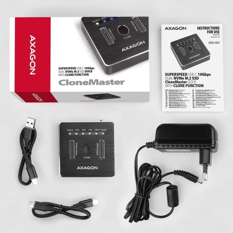 AXAGON Axagon ADSA-M2C stacja dokująca do dysków twardych USB 3.2 Gen 2 (3.1 Gen 2) Type-C