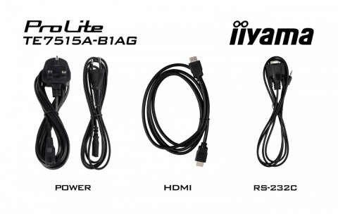 IIYAMA Monitor interaktywny 75 cali TE7515A-B2AG, VA,4K,40pkt,550cd,DeepContrast-IR+, HDMI x2,DP,USB-C, 2 x 20W, OPS Slot x1, 5xUSB,