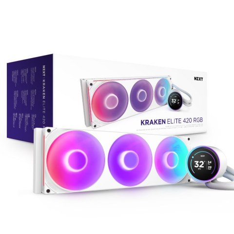 NZXT NZXT Kraken Elite 420 RGB Procesor Chłodnica cieczy all-in-one 14 cm Biały 1 szt.