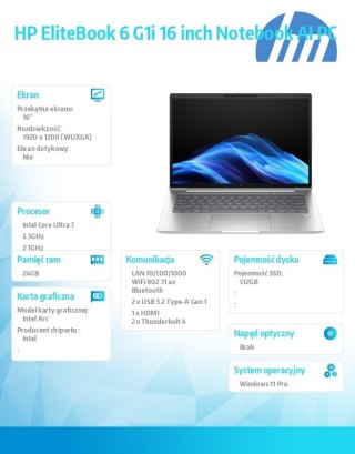 HP Inc. Laptop EliteBook 6 G1i U7-265U 512GB/24GB/W11P/16.0 C51GRET