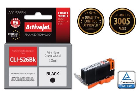Activejet Activejet ACC-526BN Tusz (zamiennik Canon CLI-526Bk; Supreme; 10 ml; czarny)