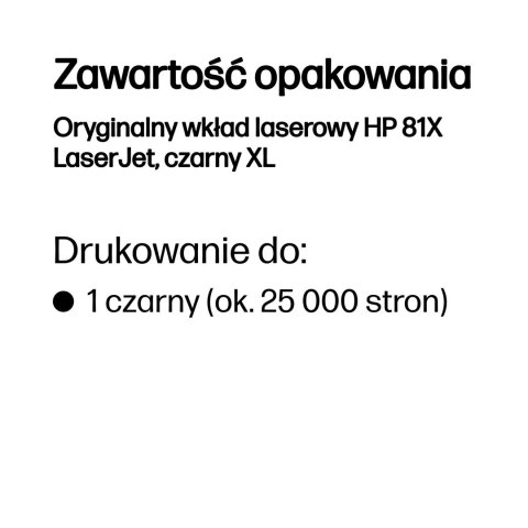 Hewlett-Packard HP Oryginalny wkład laserowy 81X LaserJet, czarny XL