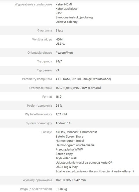 AVTEK AVTEK MONITOR INFORMACYJNY DS2 65"