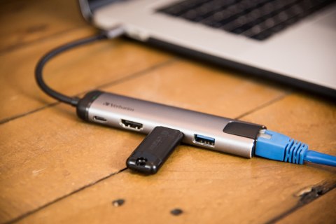 Verbatim Verbatim 49141 stacja dokująca USB 3.2 Gen 1 (3.1 Gen 1) Type-C Czarny, Srebrny