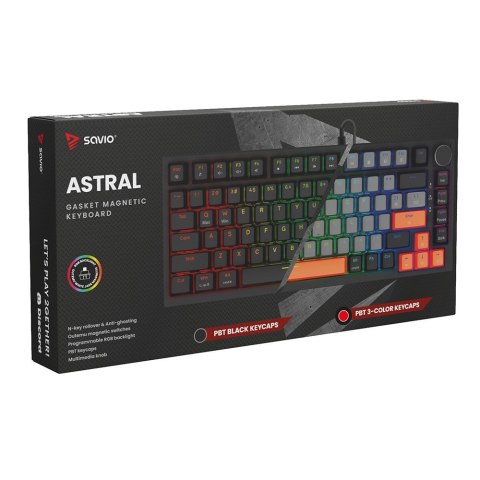SAVIO SAVIO KLAWIATURA MAGNETYCZNA ASTRAL BLACK OUTEMU WHITE JADE RGB 3 KOLORY KEYCAPÓW