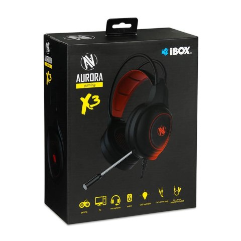 IBOX SŁUCHAWKI Z MIKROFONEM I-BOX X3 GAMING, LED