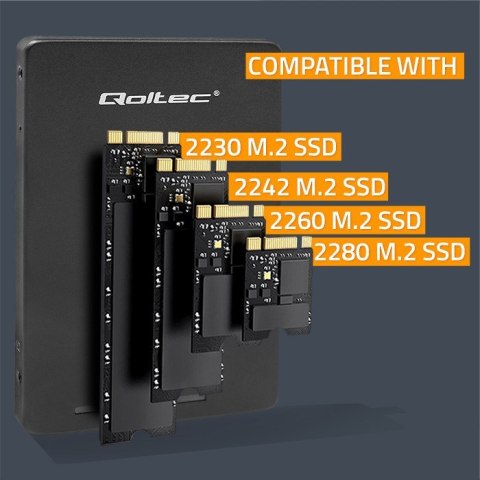 Qoltec Adapter na dysk M.2 SSD | SATA NGFF do SATA III | 2TB | Super speed 6Gb/s | Czarny