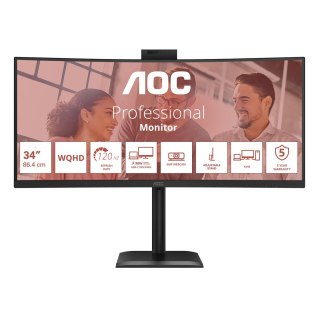 AOC Monitor AOC 86,3 cm (34") CU34E4CW 21:09 2xHDMI+DP+USB-C+Webcam Curv.