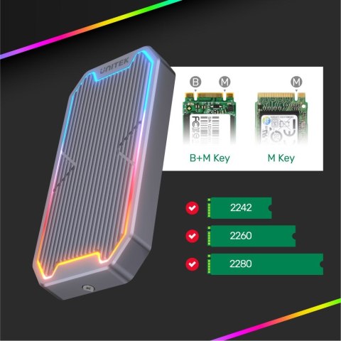 UNITEK UNITEK SolidForce Spectrum Obudowa SSD Szary M.2