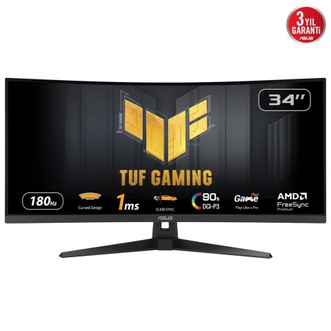 ASUS ASUS TUF Gaming VG34VQ3B monitor komputerowy 86,4 cm (34") 3440 x 1440 px UltraWide Quad HD LED Czarny