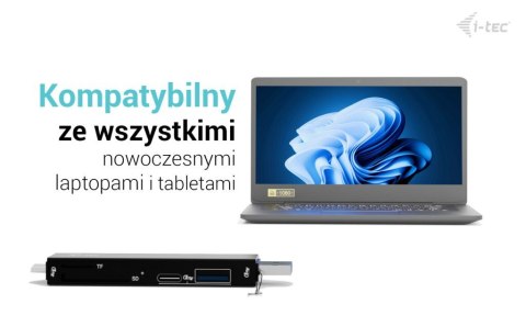 I-tec Czytnik kart USB-C/USB-A Dongle SD TF 2xUSB