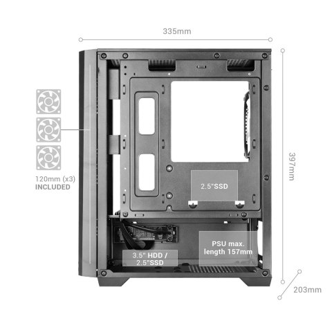 TACENS TACENS MARS MC-VECTOR 4xARGB USB-C mATX- obudowa/cases