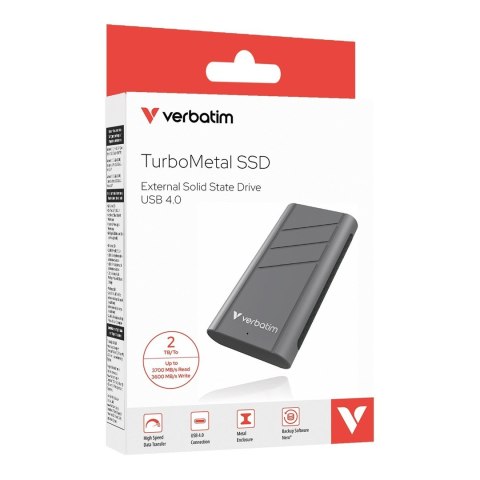 Verbatim Verbatim TurboMetal SSD USB4 2TB USB Type-C USB4 Gen 2x2 Srebrny
