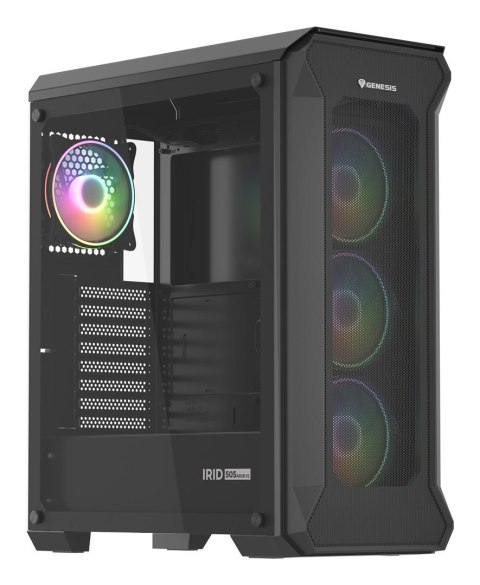 GENESIS Obudowa NATEC Genesis Irid 505 ARGB NPC-1518 (ATX. Micro ATX. Mini ITX; kolor czarny)
