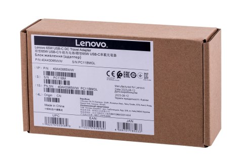 Lenovo Zasilacz samochodowy Lenovo 65W USB-C DC
