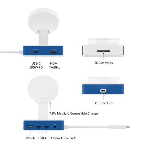 Targus Koncentrator Hyper HyperDrive Flex MagCharge USB-C, biały/niebieski
