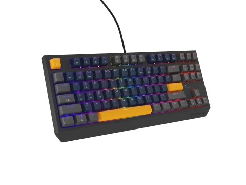 GENESIS GENESIS THOR 230 TKL klawiatura Gaming USB + RF Wireless + Bluetooth QWERTY Czarny, Niebieski, Szary, Pomarańczowy
