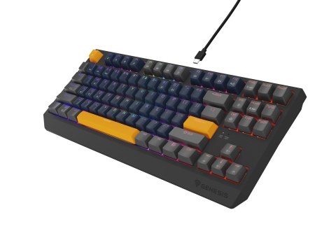 GENESIS GENESIS THOR 230 TKL klawiatura Gaming USB + RF Wireless + Bluetooth QWERTY Czarny, Niebieski, Szary, Pomarańczowy