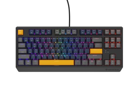 GENESIS GENESIS THOR 230 TKL klawiatura Gaming USB + RF Wireless + Bluetooth QWERTY Czarny, Niebieski, Szary, Pomarańczowy