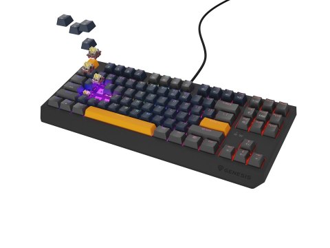 GENESIS GENESIS THOR 230 TKL klawiatura Gaming USB + RF Wireless + Bluetooth QWERTY Czarny, Niebieski, Szary, Pomarańczowy