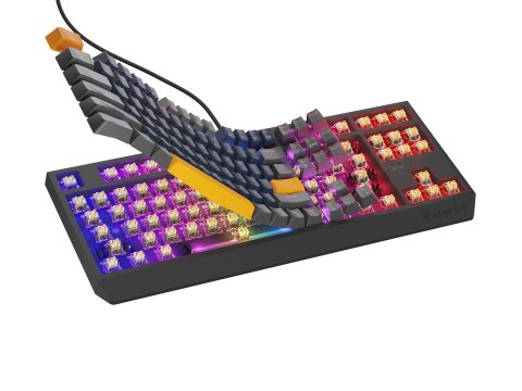 GENESIS GENESIS THOR 230 TKL klawiatura Gaming USB + RF Wireless + Bluetooth QWERTY Czarny, Niebieski, Szary, Pomarańczowy