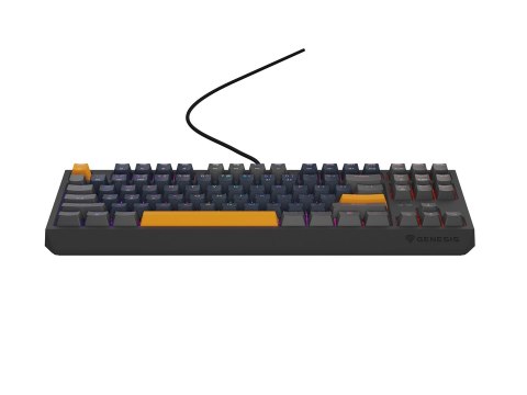GENESIS GENESIS THOR 230 TKL klawiatura Gaming USB + RF Wireless + Bluetooth QWERTY Czarny, Niebieski, Szary, Pomarańczowy