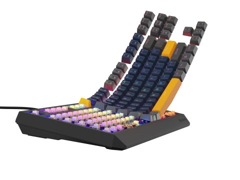 GENESIS GENESIS THOR 230 TKL klawiatura Gaming USB + RF Wireless + Bluetooth QWERTY Czarny, Niebieski, Szary, Pomarańczowy
