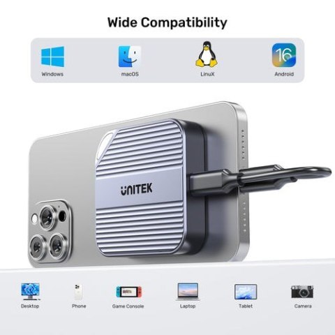 UNITEK Obudowa dysku Unitek magnetyczna SolidForce Reefer USB-C do M.2 SSD (NVMe/SATA)