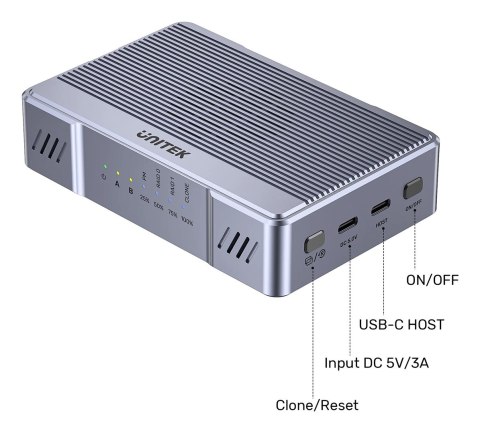 UNITEK UNITEK Obudowa RAID 2xM.2 NVMe/SATA 20Gbps z klonowaniem offline Obudowa SSD Szary M.2