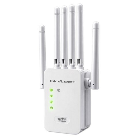 Qoltec Wzmacniacz sygnału WiFi | Repeater | Access Point | 300Mb/s | 6 anten | 2xRJ45