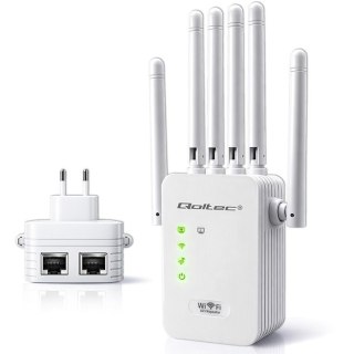 Qoltec Wzmacniacz sygnału WiFi | Repeater | Access Point | 300Mb/s | 6 anten | 2xRJ45