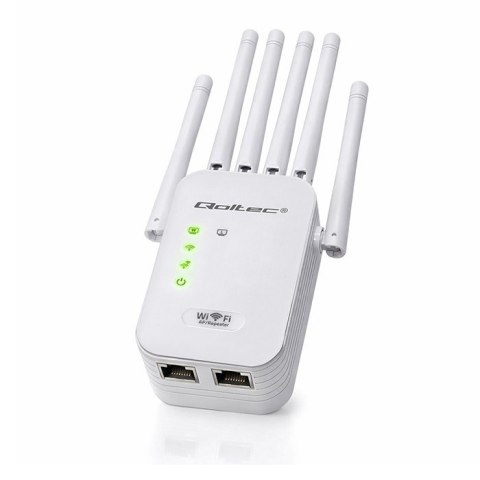 Qoltec Wzmacniacz sygnału WiFi | Repeater | Access Point | 300Mb/s | 6 anten | 2xRJ45