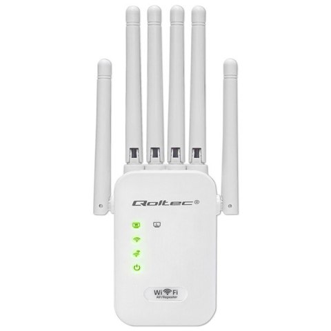 Qoltec Wzmacniacz sygnału WiFi | Repeater | Access Point | 300Mb/s | 6 anten | 2xRJ45