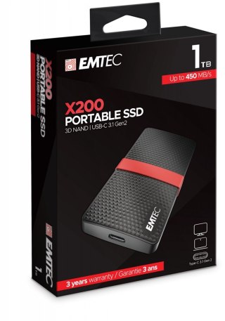EMTEC EMTEC SSD Power Plus X200 - Dysk SSD - 1TB - zewnętrzny (przenośny) - USB 3.1 Gen 1 (złącze USB-C)