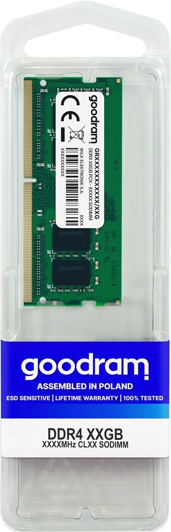 GoodRam Pamięć GoodRam GR2400S464L17S/8G GR2400S464L17S/8G (DDR4 SO-DIMM; 1 x 8 GB; 2400 MHz; CL17)