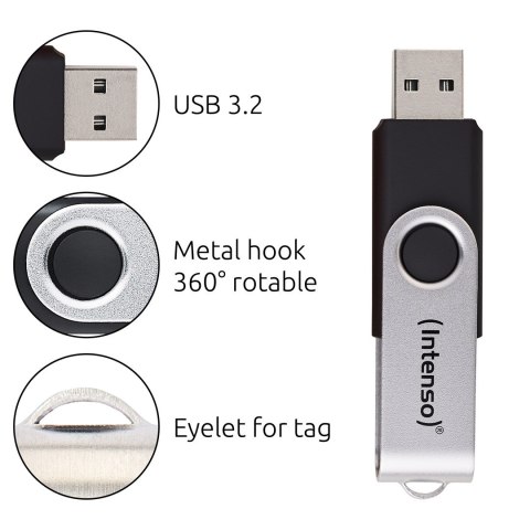 INTENSO Intenso USB 256GB OFFICE LINE 3.2 Gen1 Silver-Black pamięć USB USB Typu-A 3.2 Gen 1 (3.1 Gen 1) Czarny, Srebrny