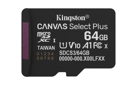 Kingston KINGSTON microSDXC 64GB Canvas Select Plus 3 + ADP