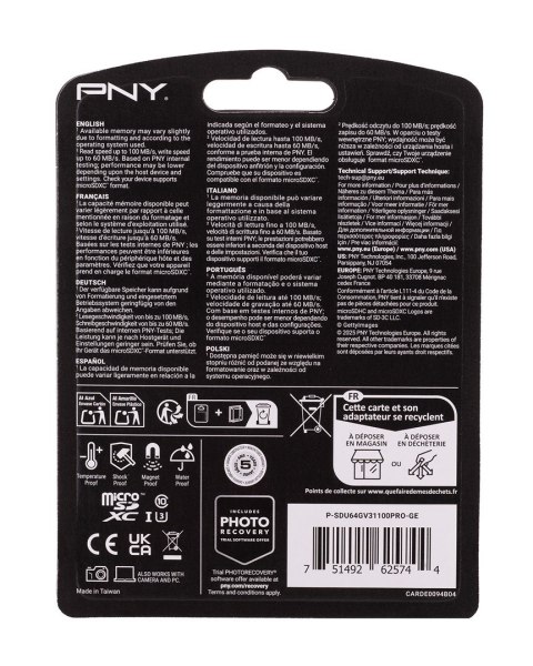 PNY Technologies Karta pamięci PNY PRO Elite microSDXC 64GB