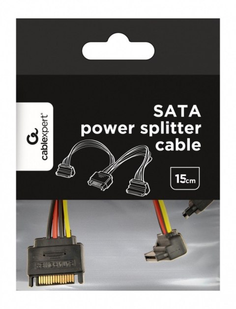 Gembird Kabel SATA zasilający (M)->2xSATA(F) kątowy 15cm
